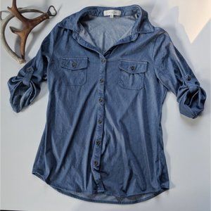 ANTHROPOLOGIE Button Down Rolled Sleeves Shirt